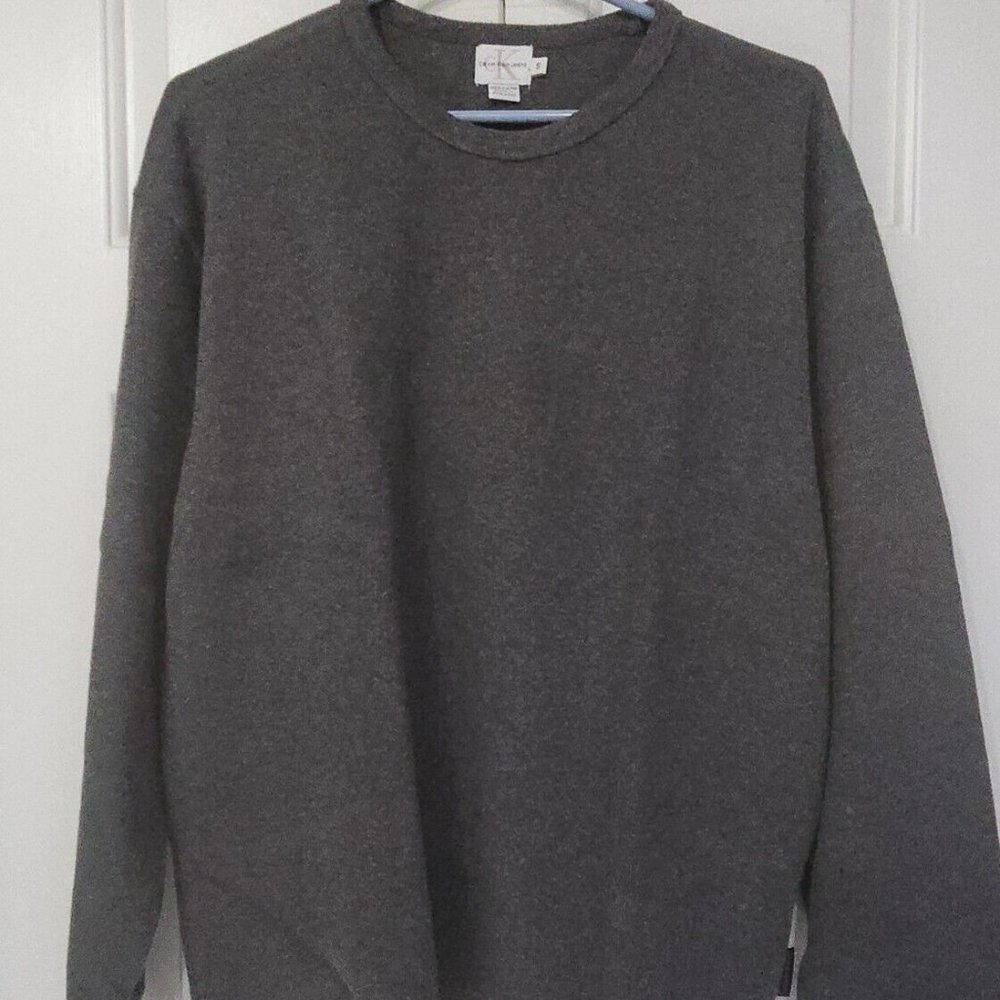 Calvin Klein Pullover Crew Neck Super Soft Dark Gray Long Sleeve 100%Cotton S